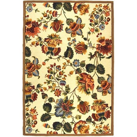 Safavieh 4 ft. x 4 ft. Round- Country and Floral Chelsea Ivory Hand Hooked Rug HK331A-4R